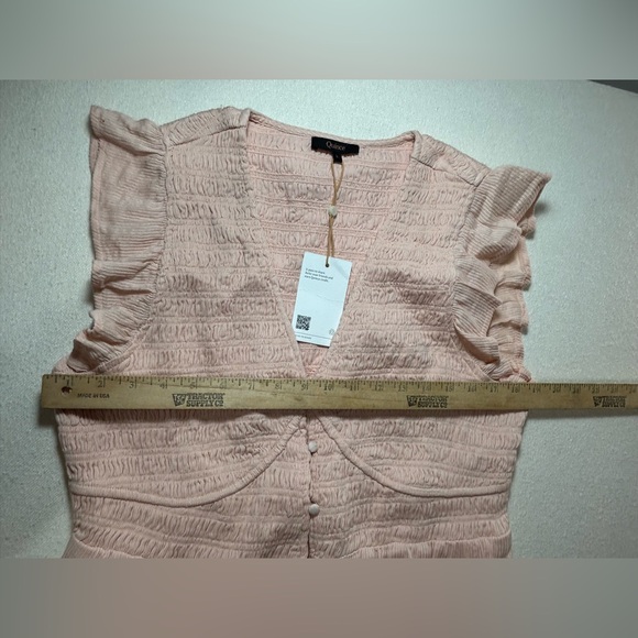 Quince Blush Pink Smocked Midi Dress NWT Ruffle Sleeve Button Front Boho large - Picture 5 of 9